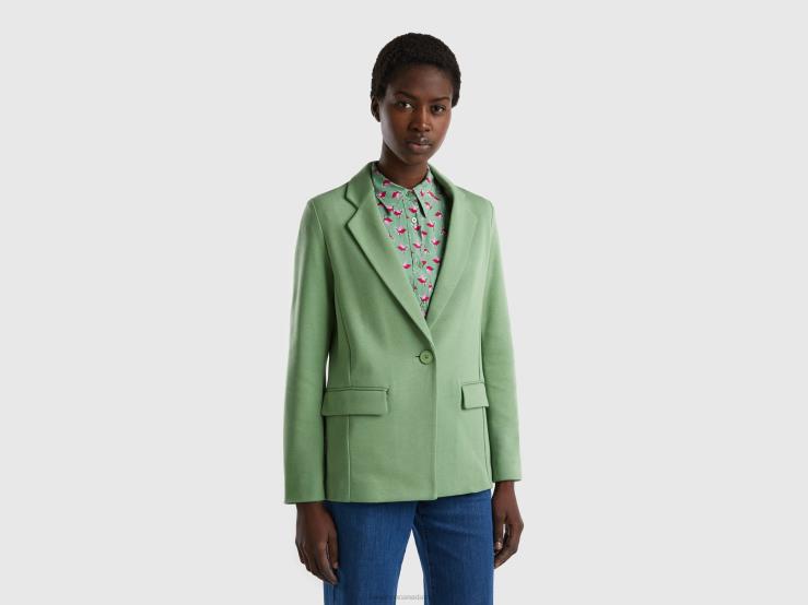 Fitted Blazer With Pockets B4BF3748 Benetton Women Green