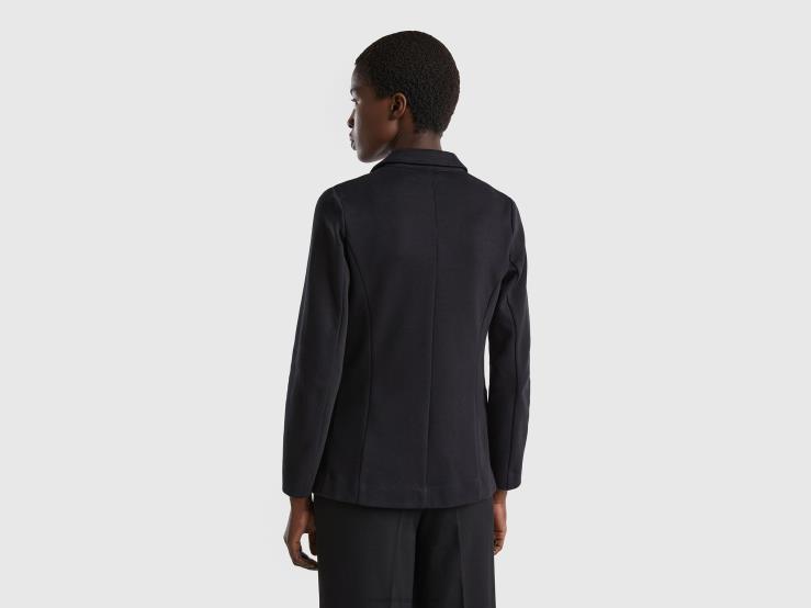 Fitted Blazer With Pockets B4BF3751 Benetton Women Black