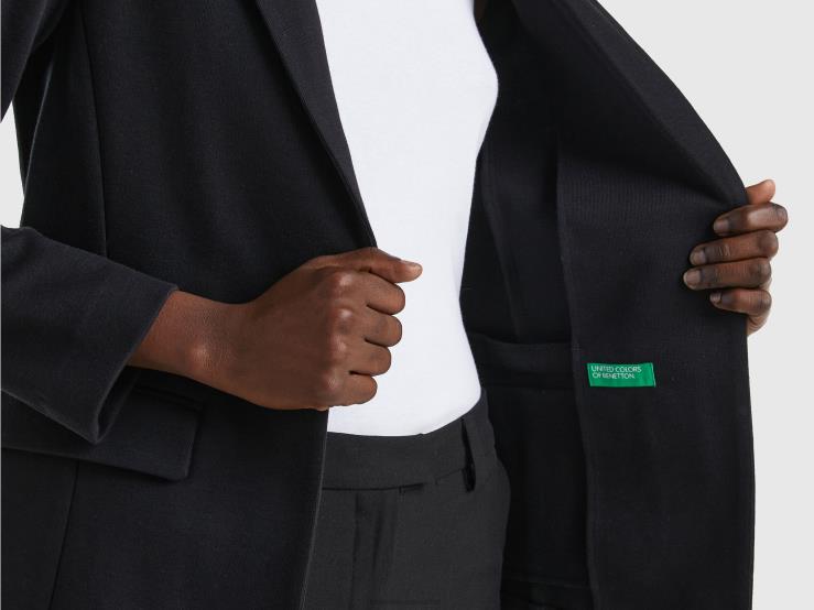 Fitted Blazer With Pockets B4BF3751 Benetton Women Black