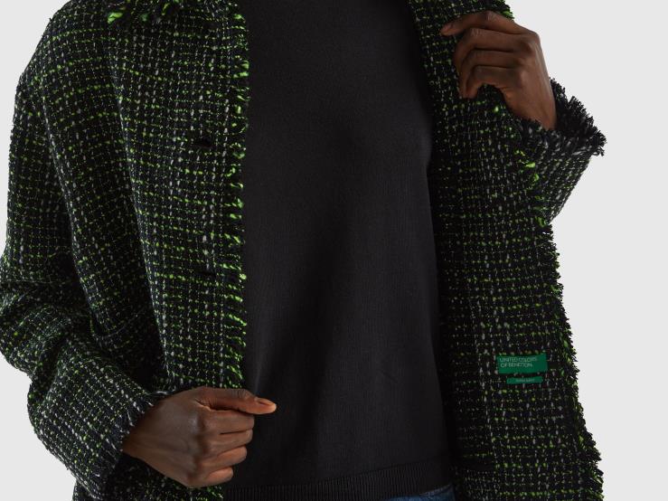 Shirt-Jacket In Tweed B4BF3725 Benetton Women Black