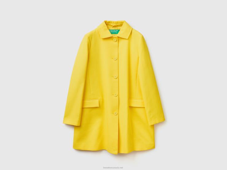 Duster Coat In Pure Cotton B4BF239 Benetton Women Yellow