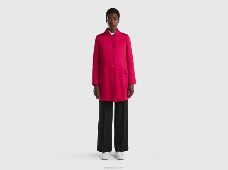 Duster Coat In Pure Cotton B4BF3714 Benetton Women Fuchsia