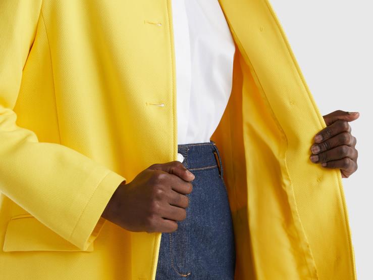 Duster Coat In Pure Cotton B4BF3746 Benetton Women Yellow