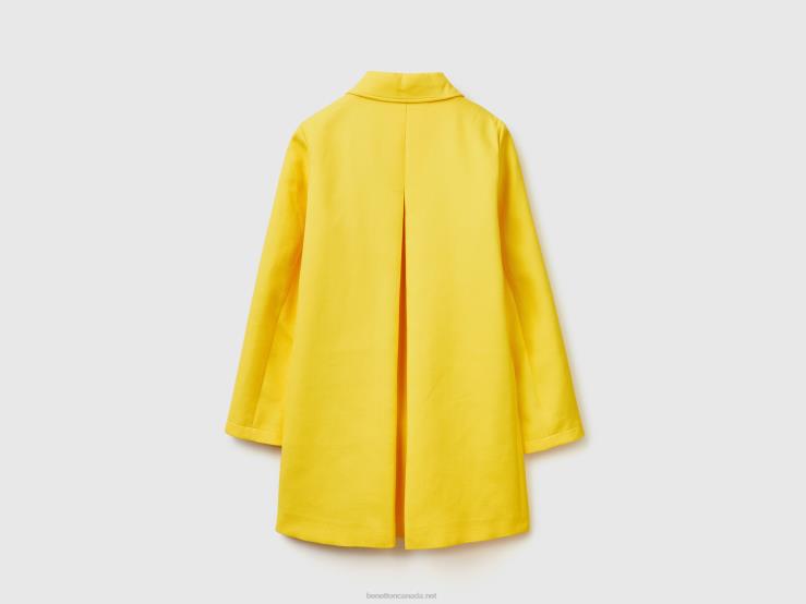 Duster Coat In Pure Cotton B4BF3746 Benetton Women Yellow
