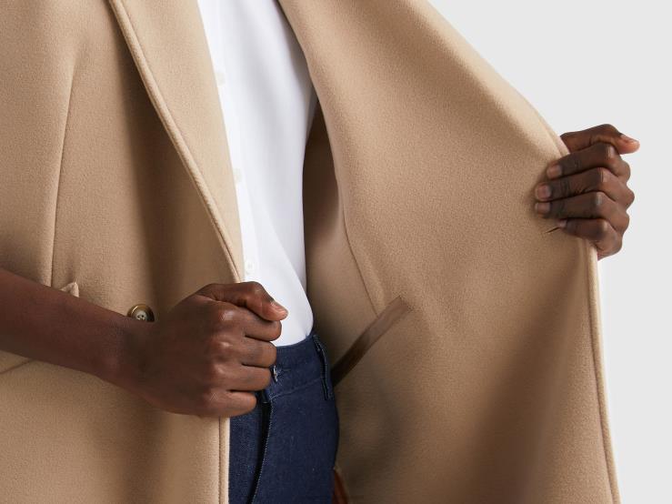 Sleeveless Coat B4BF270 Benetton Women Beige