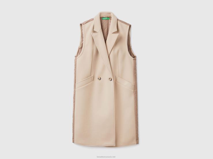 Sleeveless Coat B4BF270 Benetton Women Beige