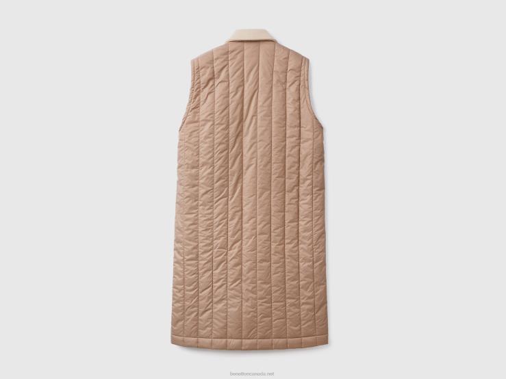 Sleeveless Coat B4BF270 Benetton Women Beige
