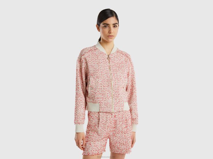 Bomber In Tweed B4BF255 Benetton Women Red