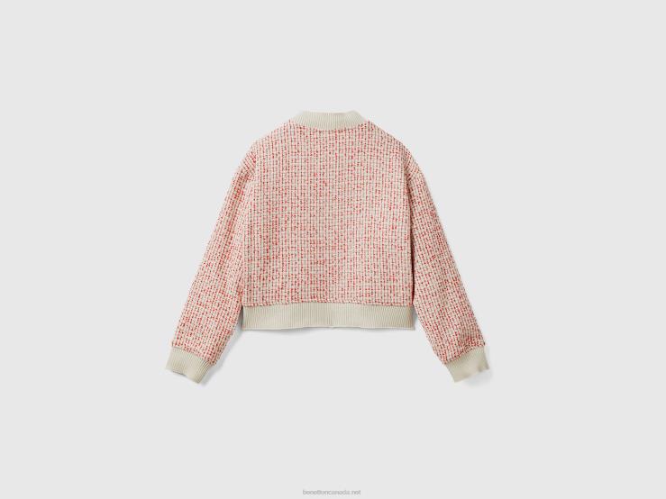 Bomber In Tweed B4BF255 Benetton Women Red