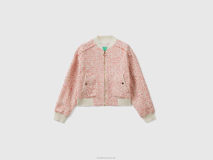 Bomber In Tweed B4BF3731 Benetton Women Red