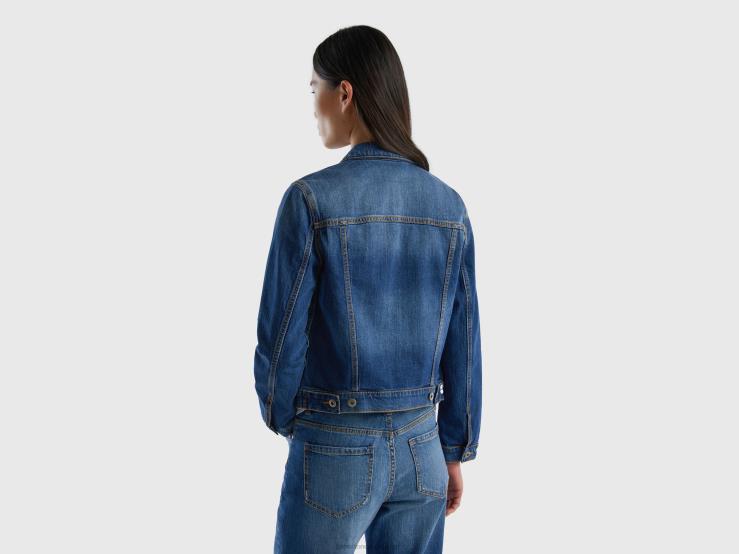 Boxy Fit Denim Jacket B4BF257 Benetton Women Blue