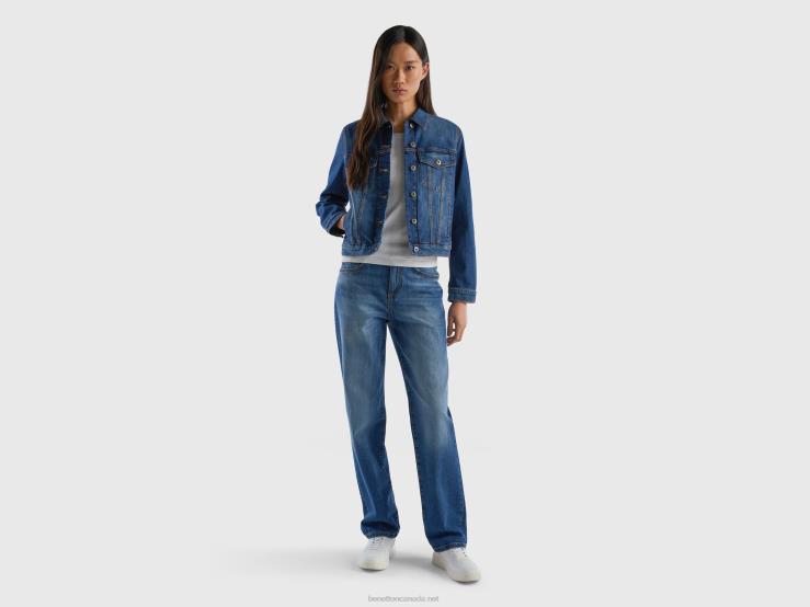 Boxy Fit Denim Jacket B4BF257 Benetton Women Blue