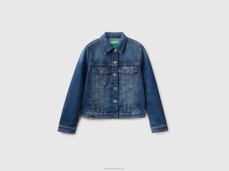 Boxy Fit Denim Jacket B4BF257 Benetton Women Blue