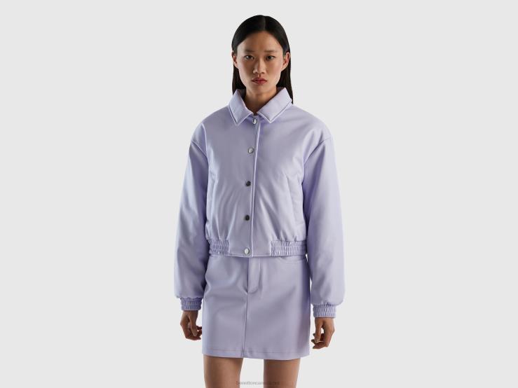 Lightweight Bomber In Imitation Leather B4BF236 Benetton Women Lilac