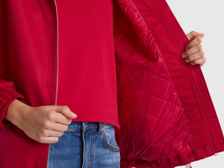 Raincoat With Hood B4BF251 Benetton Women Fuchsia