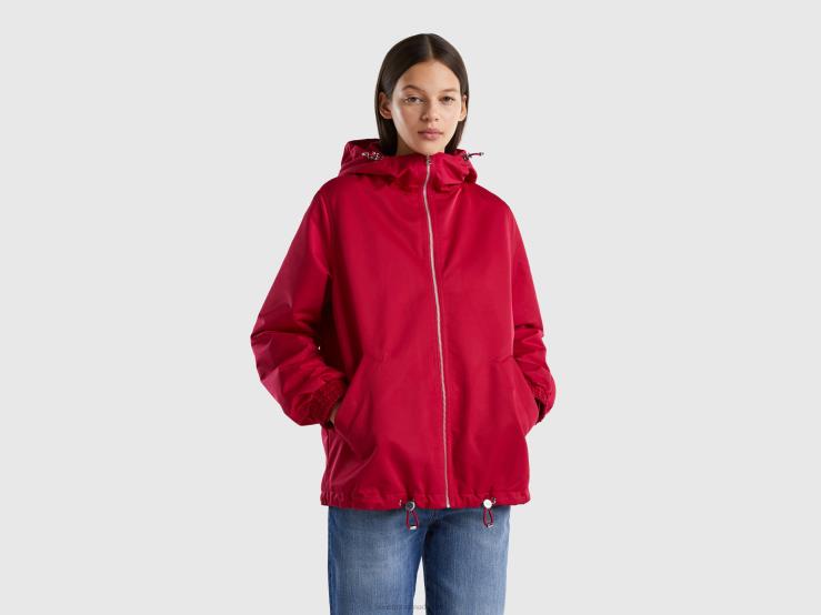 Raincoat With Hood B4BF3729 Benetton Women Fuchsia