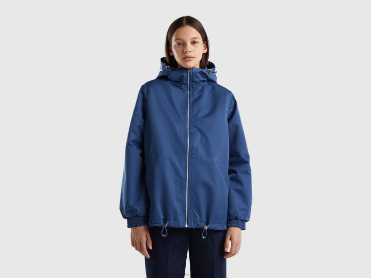 Raincoat With Hood B4BF3733 Benetton Women Blue