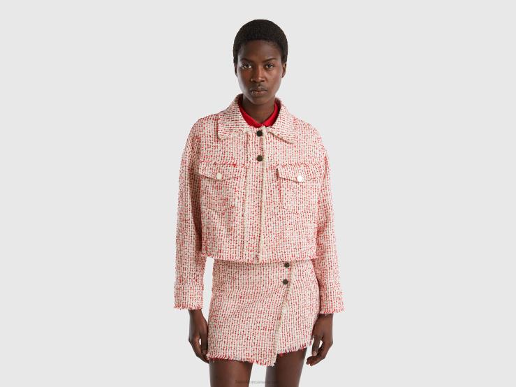 Red Boucl茅 Jacket B4BF3737 Benetton Women Red