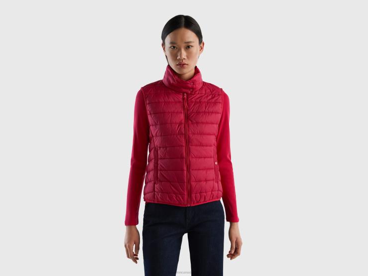 Sleeveless Puffer Jacket With Recycled Wadding B4BF279 Benetton Women Fuchsia