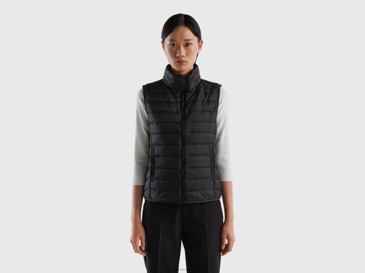 Sleeveless Puffer Jacket With Recycled Wadding B4BF281 Benetton Women Black