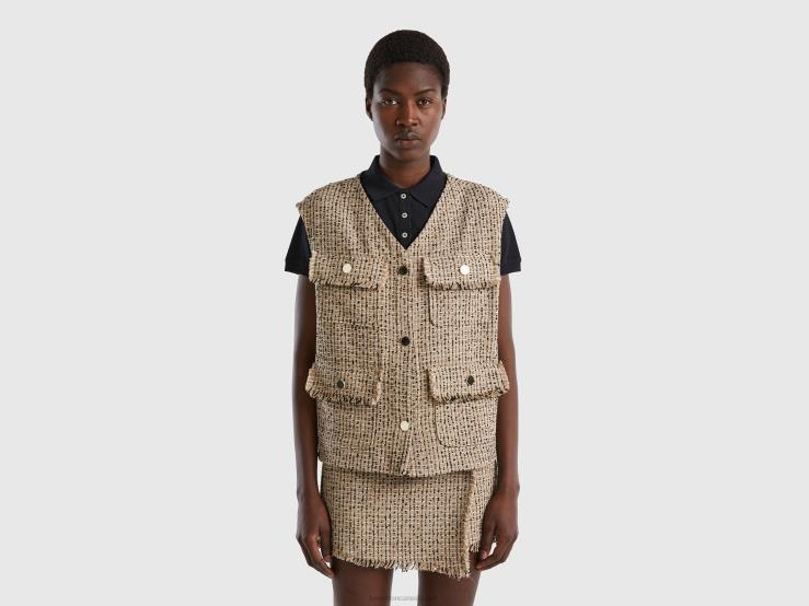 Beige Boucl茅 Vest B4BF246 Benetton Women Beige