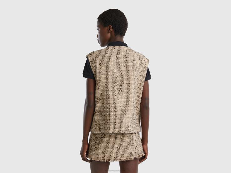 Beige Boucl茅 Vest B4BF3716 Benetton Women Beige