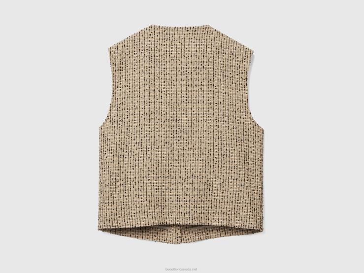 Beige Boucl茅 Vest B4BF3716 Benetton Women Beige
