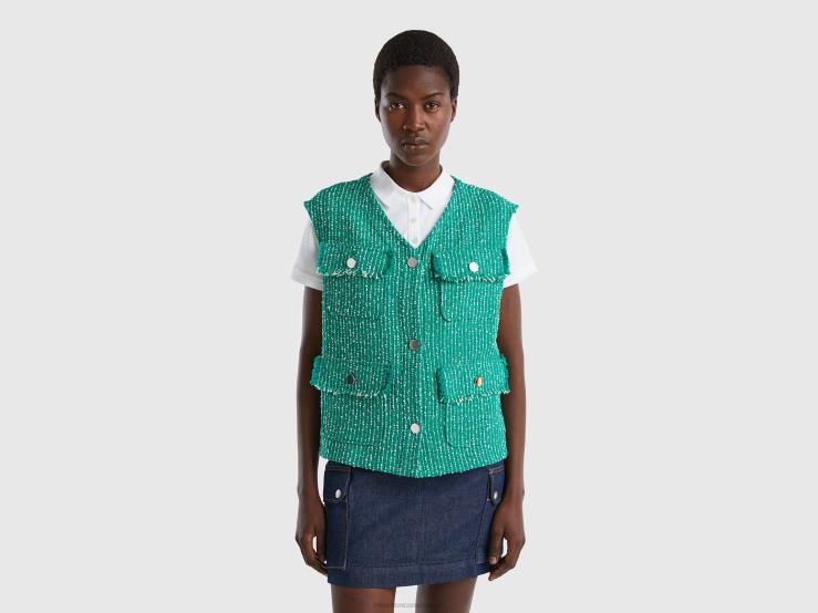 Green Boucl茅 Vest B4BF3749 Benetton Women Green