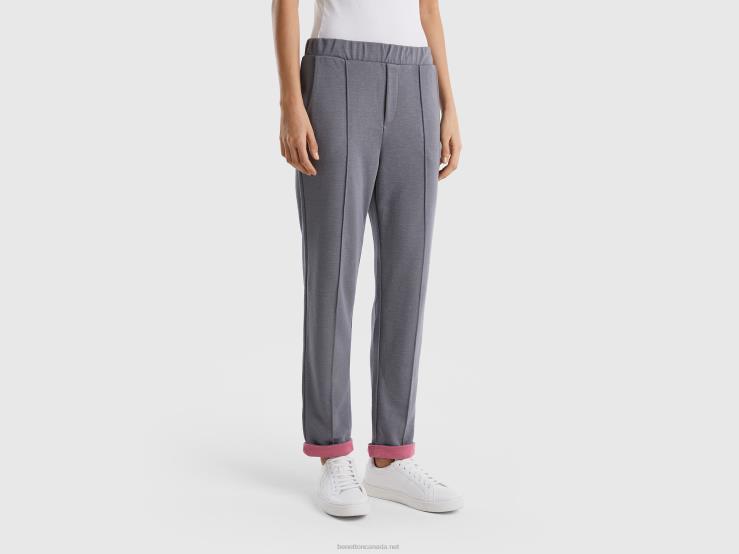 Flowy Trousers With Pockets B4BF895 Benetton Women Dark Gray