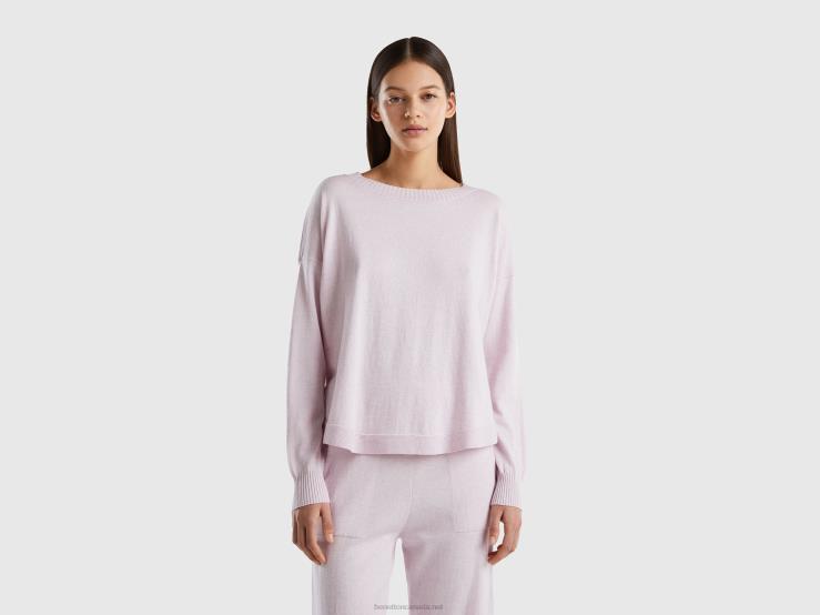 Top In Cashmere Blend B4BF4192 Benetton Women Soft Pink