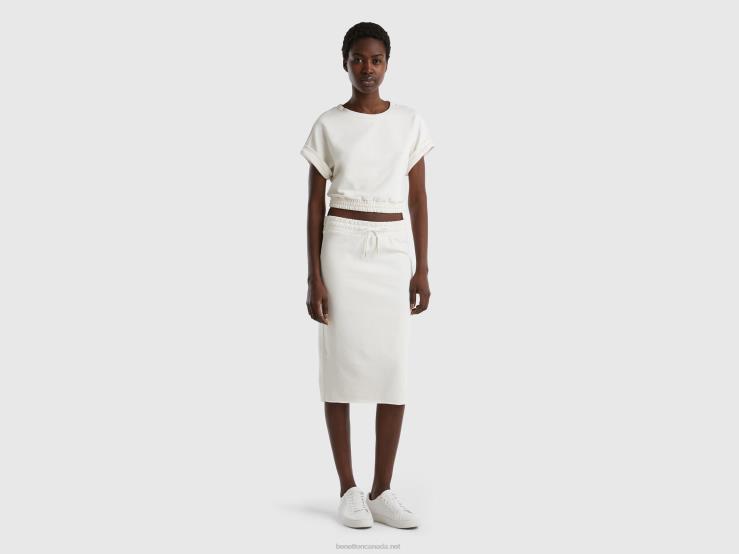 Short Sleeve Sweatshirt B4BF4201 Benetton Women Creamy White
