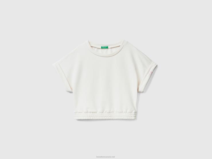 Short Sleeve Sweatshirt B4BF4201 Benetton Women Creamy White