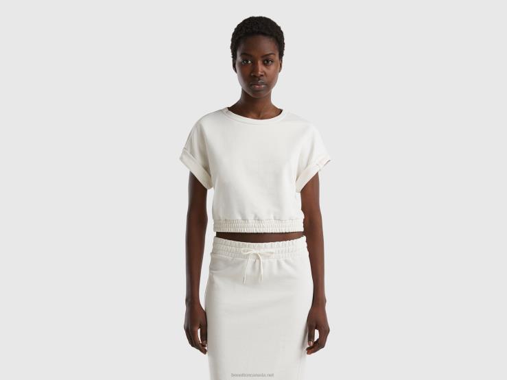 Short Sleeve Sweatshirt B4BF915 Benetton Women Creamy White