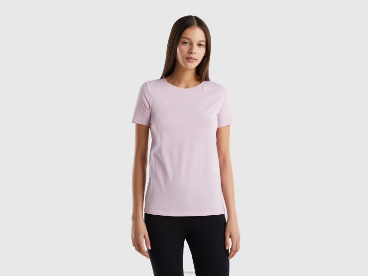 Super Stretch Organic Cotton T-Shirt B4BF922 Benetton Women Lilac