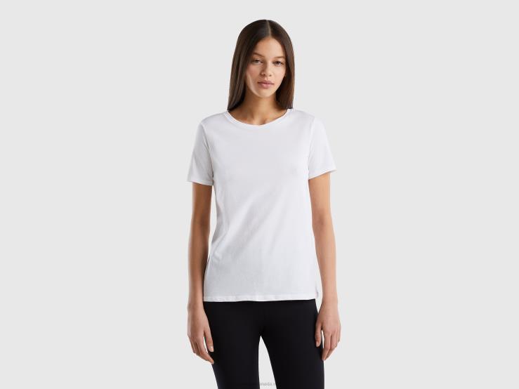 Super Stretch Organic Cotton T-Shirt B4BF940 Benetton Women White