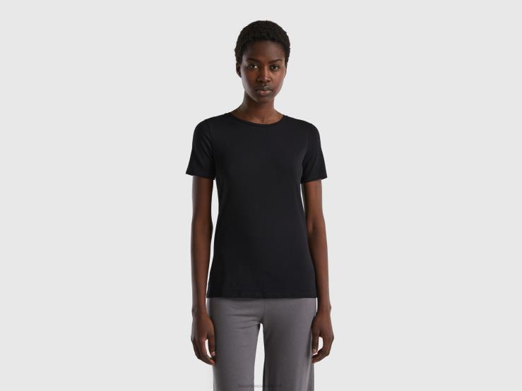 Super Stretch Organic Cotton T-Shirt B4BF948 Benetton Women Black