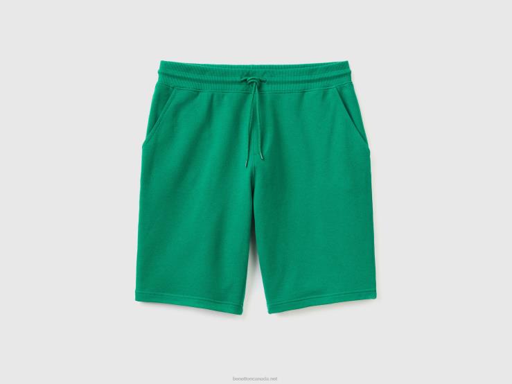 100% Cotton Sweat Bermudas B4BF1426 Benetton Women Dark Green