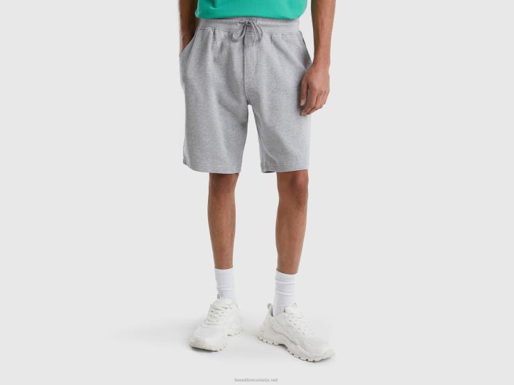 100% Cotton Sweat Bermudas B4BF4644 Benetton Women Light Gray