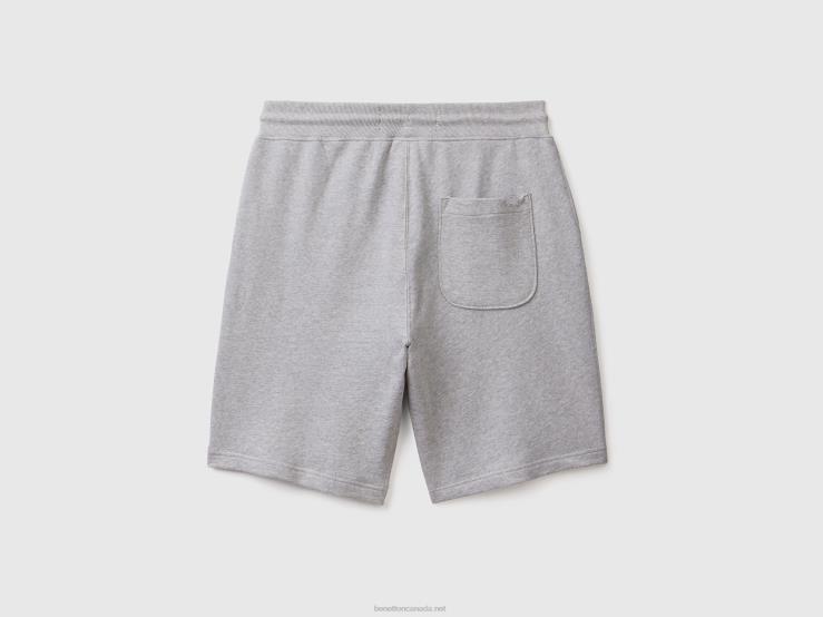 100% Cotton Sweat Bermudas B4BF4644 Benetton Women Light Gray