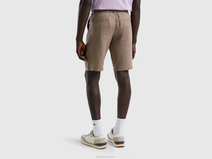 Bermudas In 100% Linen B4BF1458 Benetton Women Dove Gray