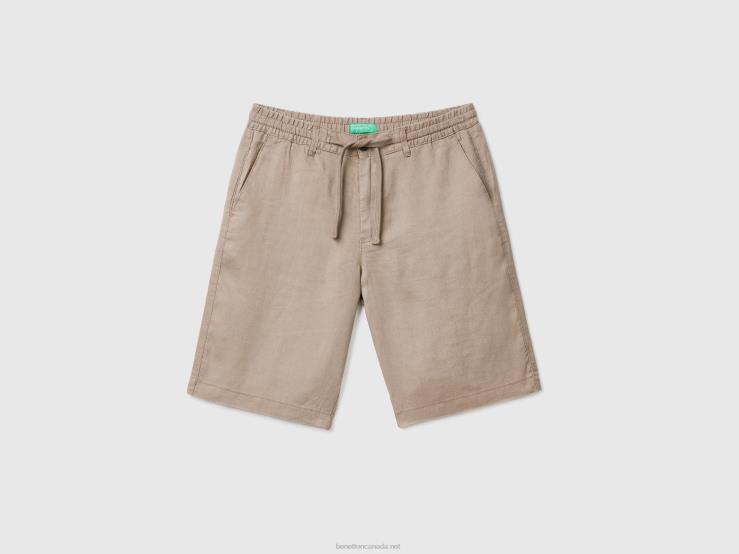 Bermudas In 100% Linen B4BF1458 Benetton Women Dove Gray