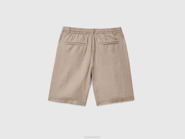 Bermudas In 100% Linen B4BF1458 Benetton Women Dove Gray