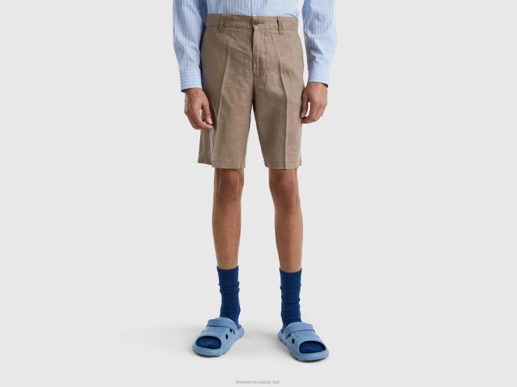 Bermudas In Pure Linen B4BF1451 Benetton Women Dove Gray