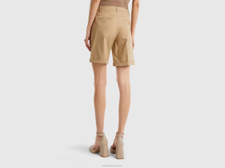 Bermudas In Stretch Cotton B4BF620 Benetton Women Beige