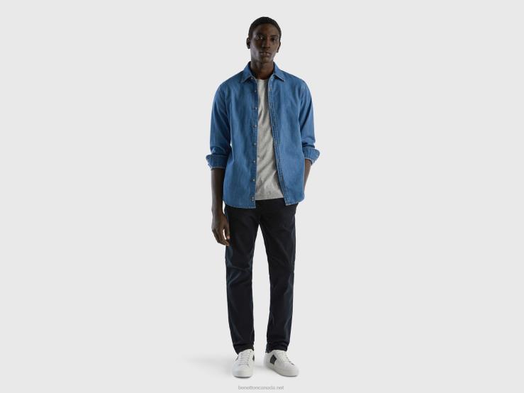 Black Slim Fit Chino B4BF1468 Benetton Women Black