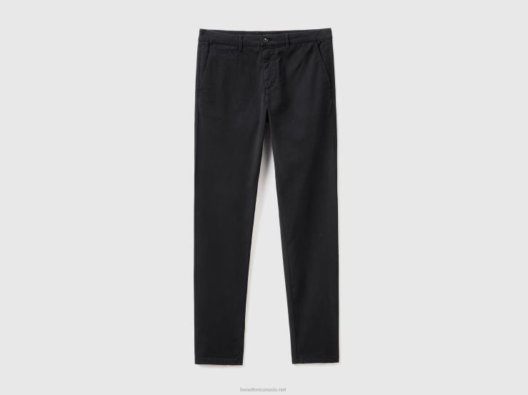 Black Slim Fit Chino B4BF1468 Benetton Women Black