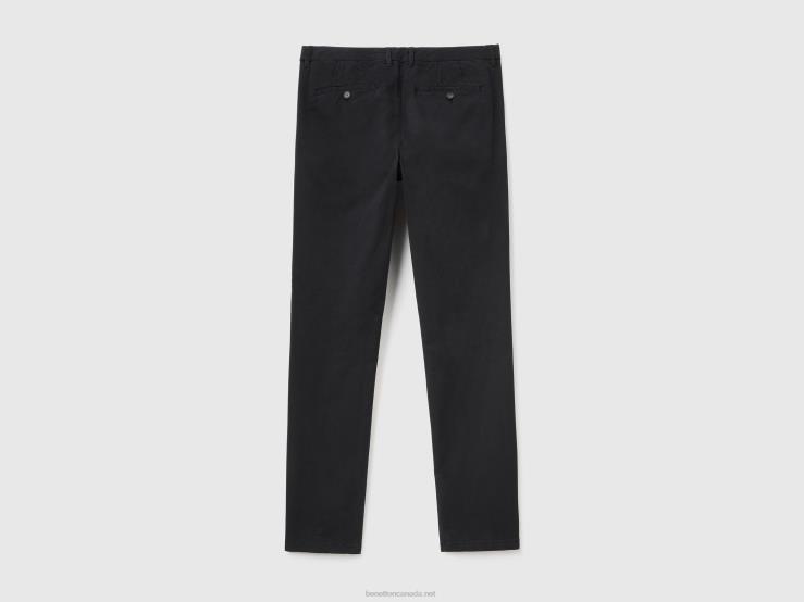 Black Slim Fit Chino B4BF1468 Benetton Women Black
