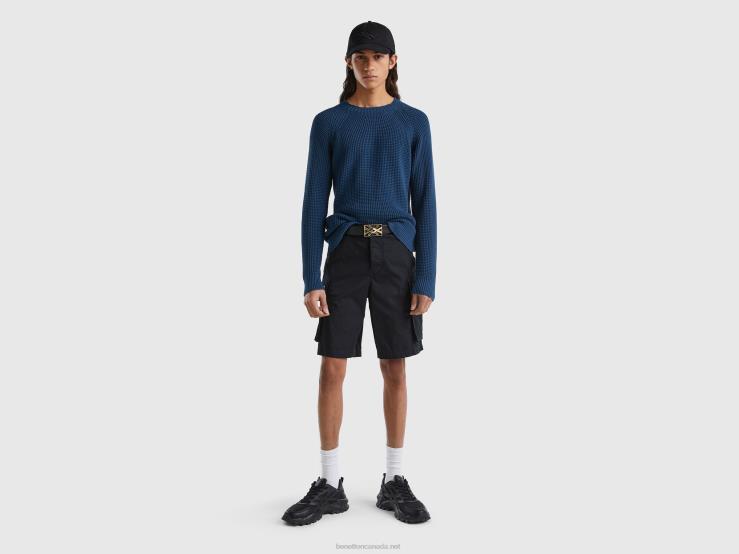 Cargo Bermudas In Pure Cotton B4BF4616 Benetton Women Black