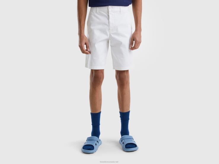 Chino Bermudas In Stretch Cotton B4BF1455 Benetton Women White