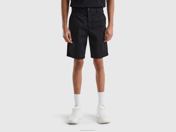 Chino Bermudas In Stretch Cotton B4BF4650 Benetton Women Black